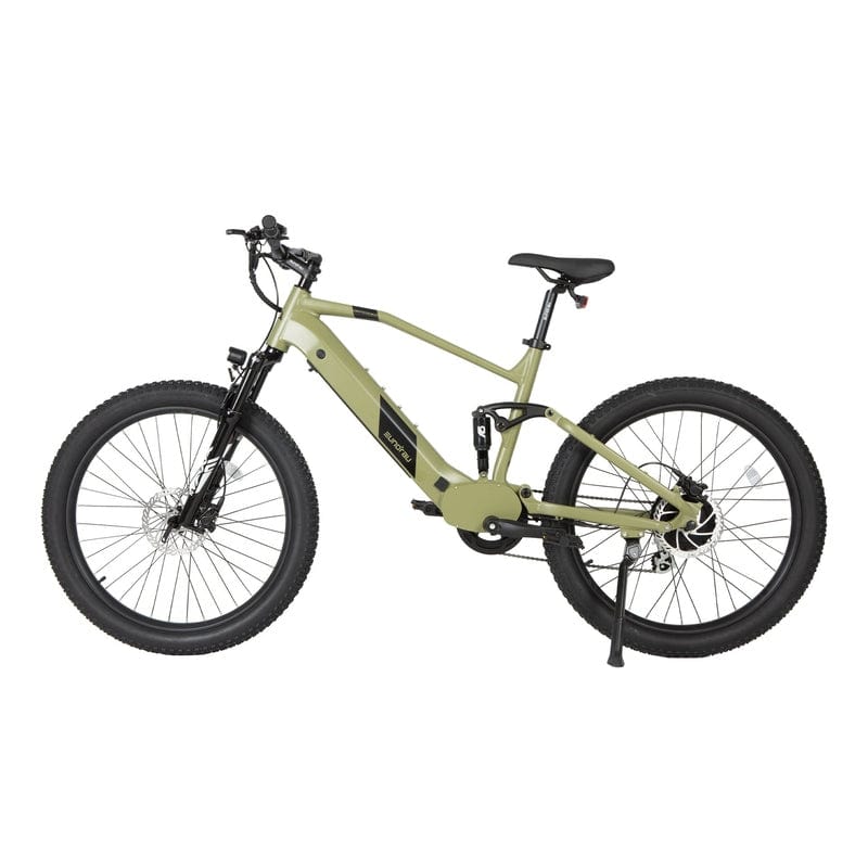 Eunorau Defender Fat Tire Dual Motor Electric Mountain Bike in Army Green Color facing the left