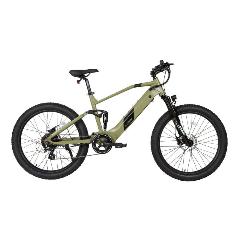 Eunorau Defender Fat Tire Dual Motor Electric Mountain Bike in Army Green Color facing the right