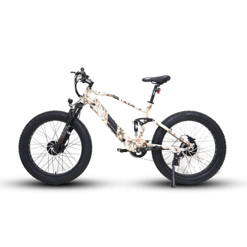 Eunorau Defender-S Dual Motor Fat Tire Electric Mountain Bike in forest cobra color facing left