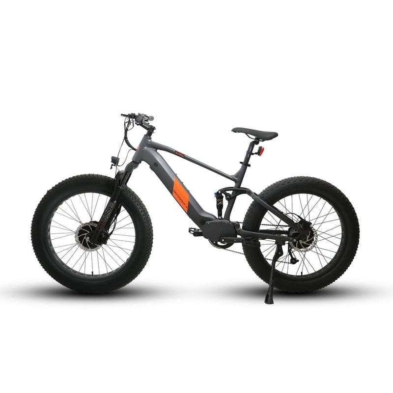 Eunorau Defender-S Dual Motor Fat Tire Electric Mountain Bike in grey color facing left