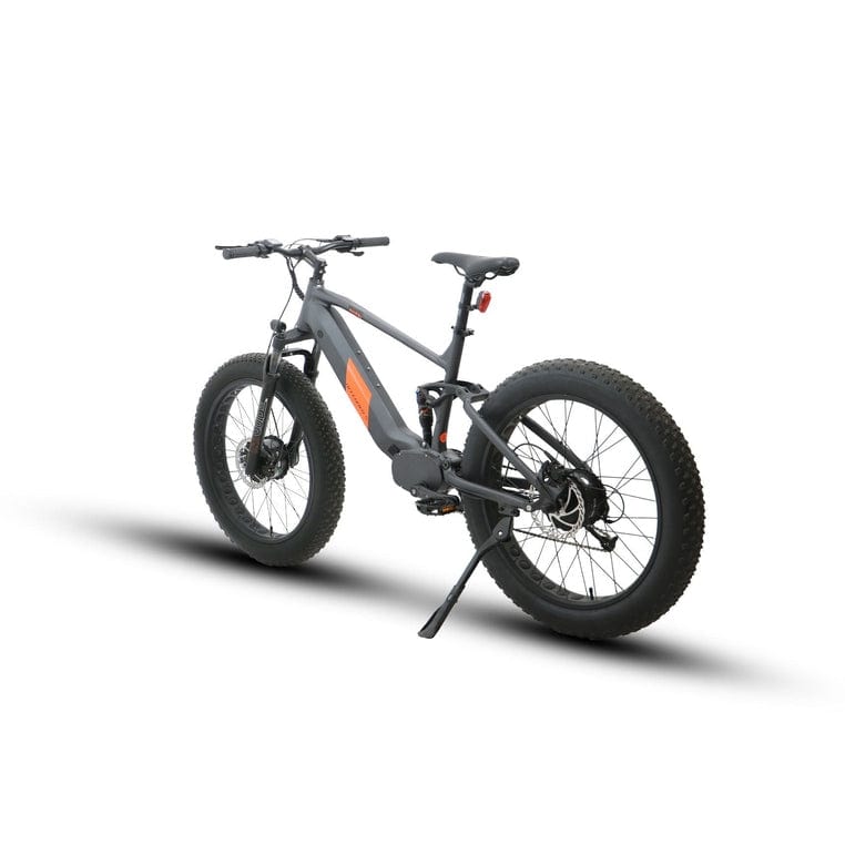 Eunorau Defender-S Dual Motor Fat Tire Electric Mountain Bike in grey color in rear view