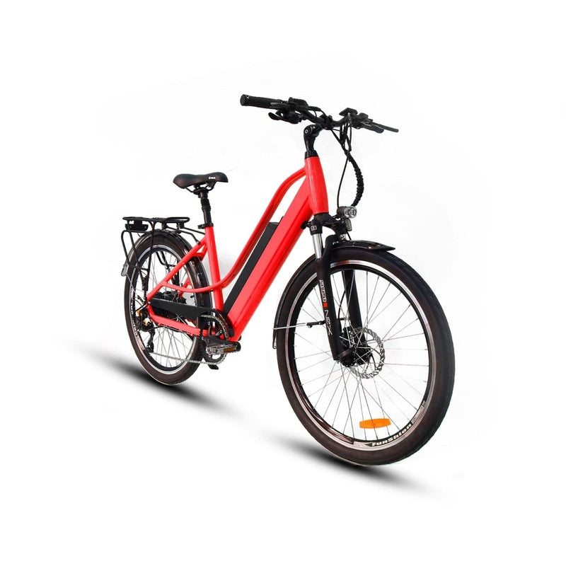 Eunorau 48V500W E-Torque Red Electric Commuter Bike in front view