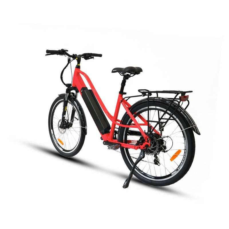 Eunorau 48V500W E-Torque Red Electric Commuter Bike in rear view