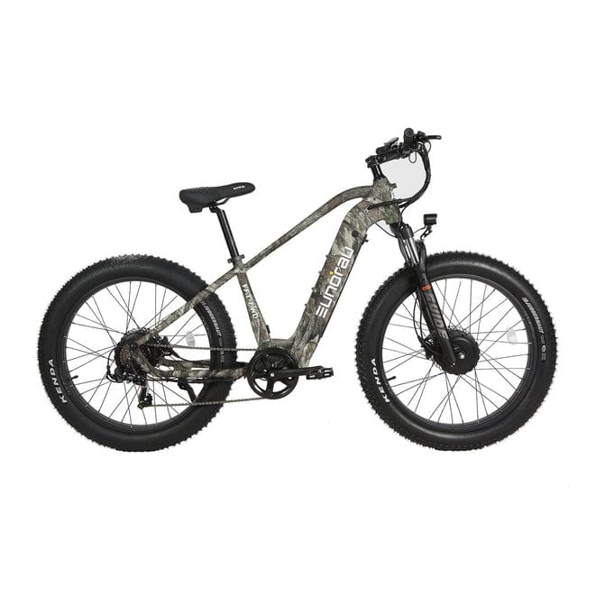 Eunorau FAT-AWD 2.0 Dual Motor Fat Tire Electric Mountain Bike in step over style in maple color facing the right