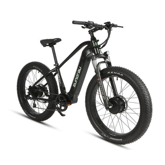 Eunorau FAT-AWD 2.0 Dual Motor Fat Tire Electric Mountain Bike in step over style in raven color in front view