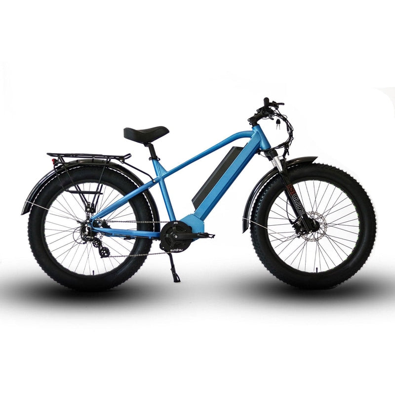 Eunorau FAT-HD Fat Tire Electric Mountain Bike in blue color facing the right