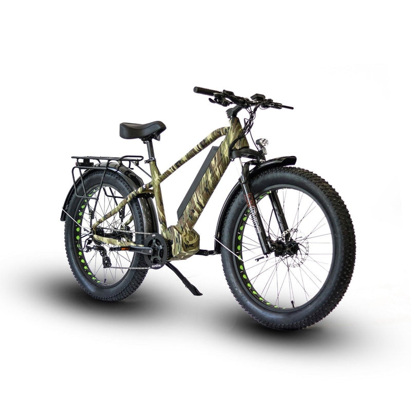Eunorau FAT-HD Fat Tire Electric Mountain Bike in camo color in front view