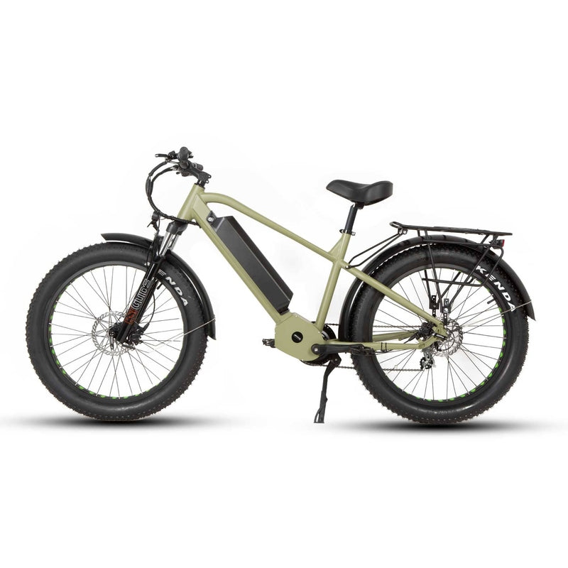Eunorau FAT-HD Fat Tire Electric Mountain Bike in green color facing the left