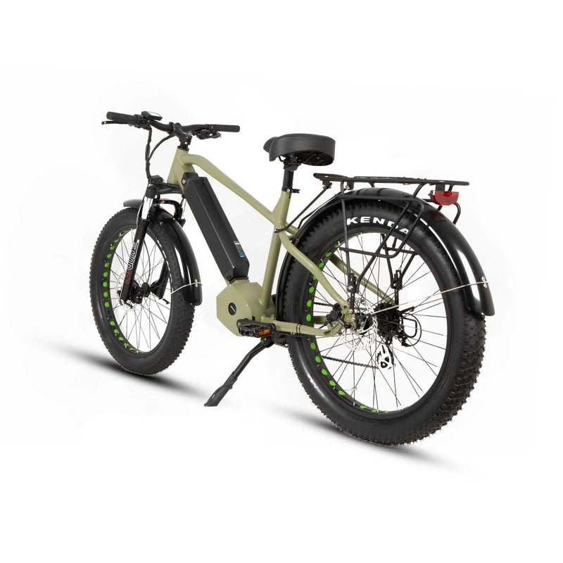 Eunorau FAT-HD Fat Tire Electric Mountain Bike in green color in rear view