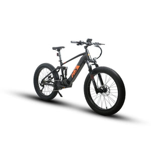 Eunorau FAT-HS Fat Tire Full Suspension Black Electric Mountain Bike 17 inch in front view