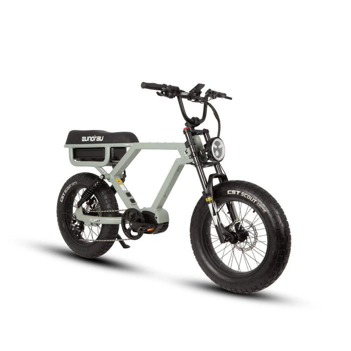 Eunorau Flash Folding Electric Commuter Bike in lunar dust color in front view