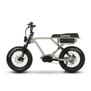 Eunorau Flash Folding Electric Commuter Bike in lunar dust color facing the left