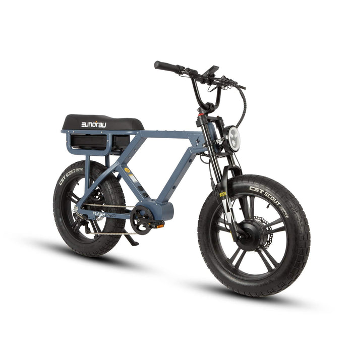 Eunorau Flash Folding Electric Commuter Bike AWD in moon black color in front view