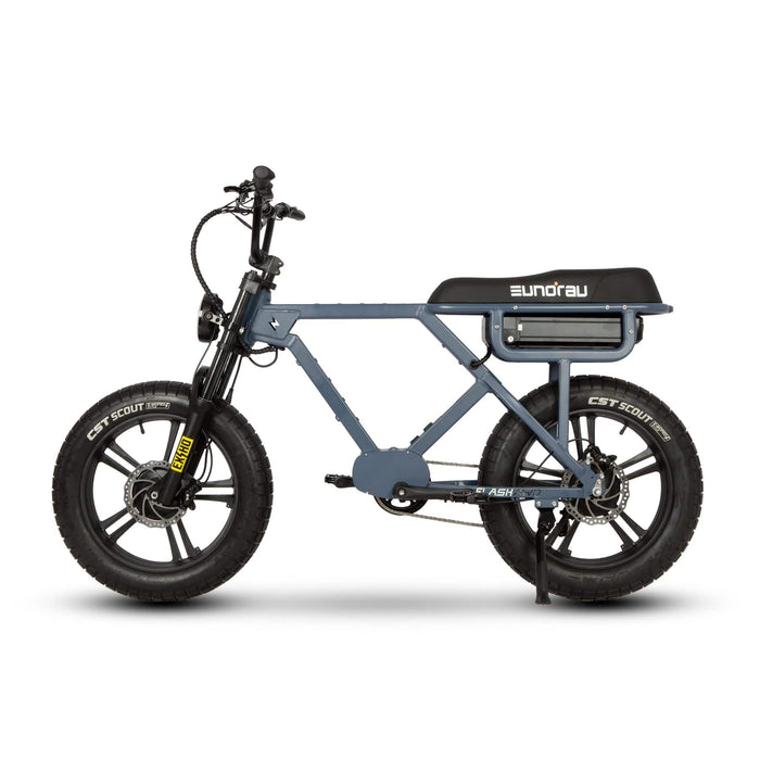 Eunorau Flash Folding Electric Commuter Bike AWD in moon black color facing the left