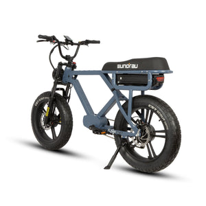 Eunorau Flash Folding Electric Commuter Bike AWD in moon black color in rear view