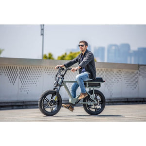 Man riding Eunorau Flash Folding Electric Commuter Bike - 5