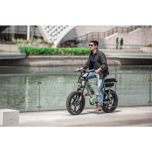 Man riding Eunorau Flash Folding Electric Commuter Bike - 6