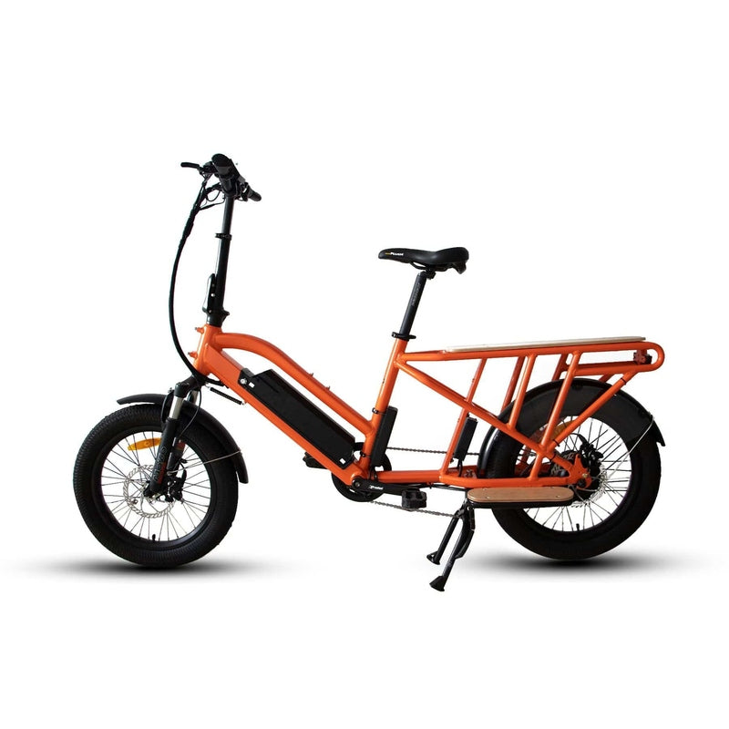 Eunorau G30-Cargo Electric Utility Bike in orange color facing the left