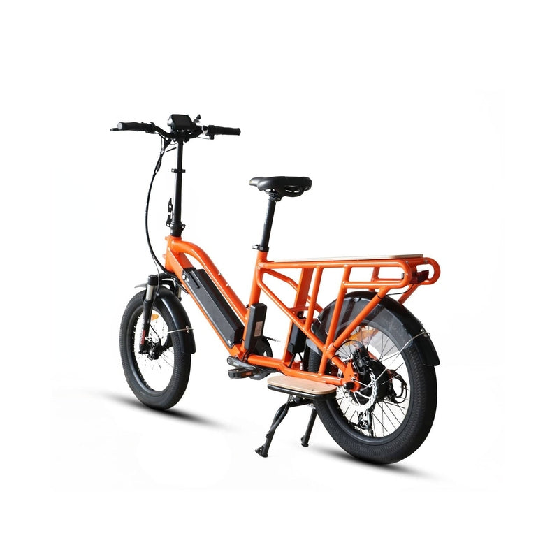 Eunorau G30-Cargo Electric Utility Bike in orange color in rear view