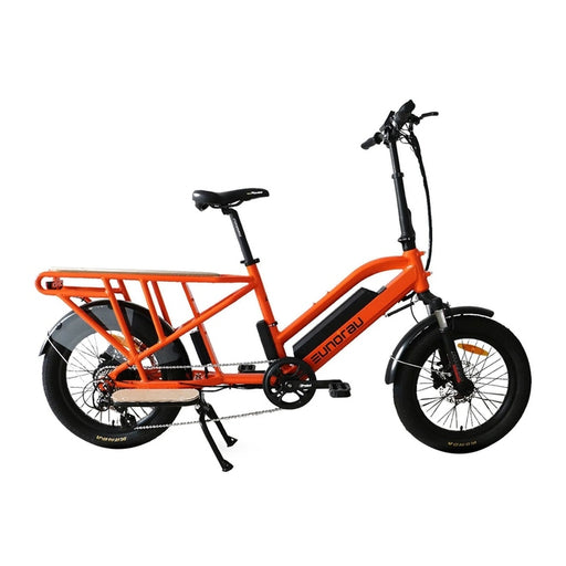 Eunorau G30-Cargo Electric Utility Bike in orange color facing the right