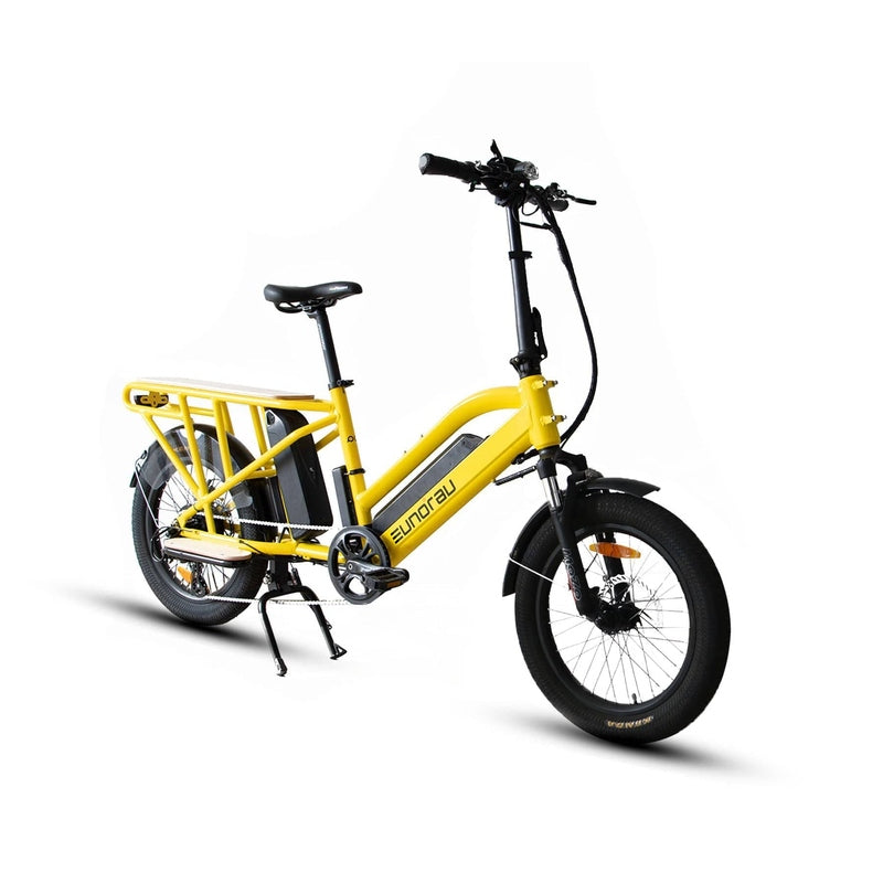Eunorau G30-Cargo Electric Utility Bike in yellow color in front view