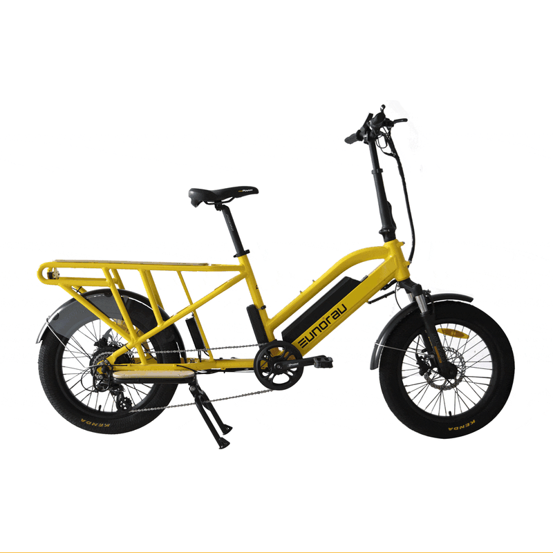 Eunorau G30-Cargo Electric Utility Bike in yellow color gif