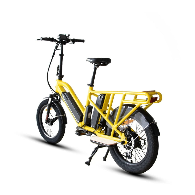 Eunorau G30-Cargo Electric Utility Bike in yellow color in rear view