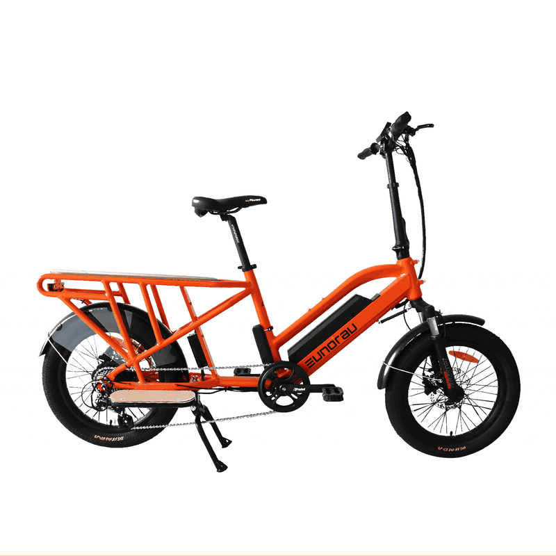 Eunorau G30-Cargo Electric Utility Bike in orange color gif