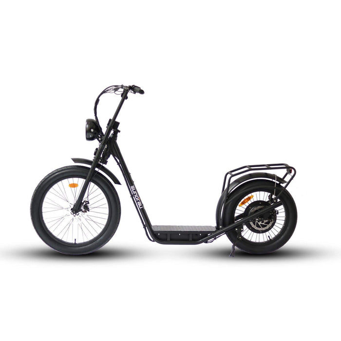 Eunorau Jumbo Electric Cargo Bike in black color facing the left