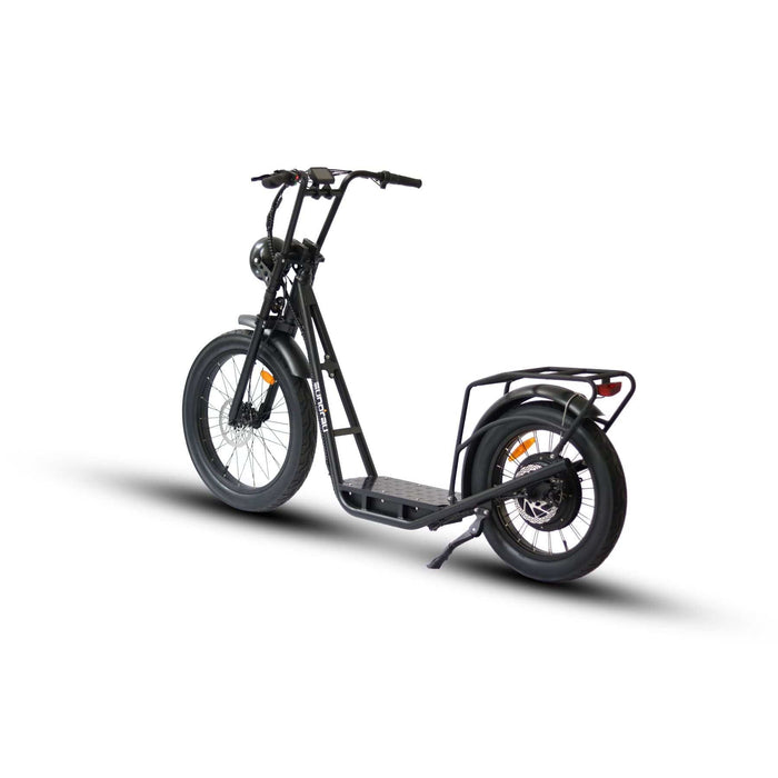 Eunorau Jumbo Electric Cargo Bike in black color in rear view