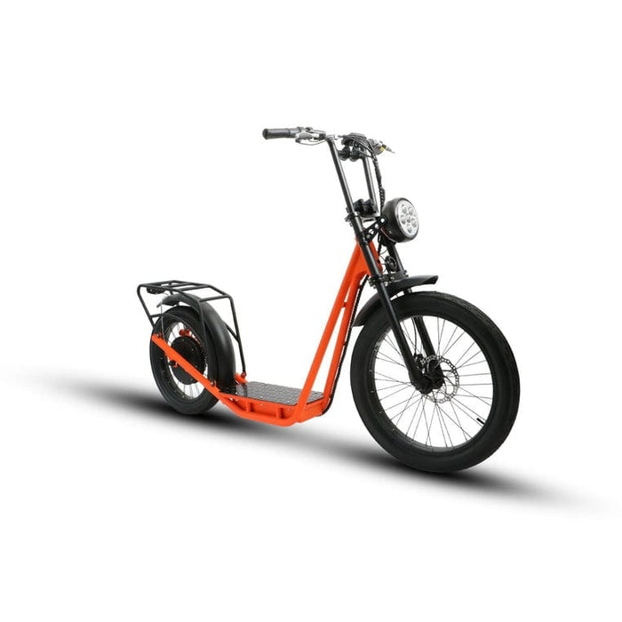 Eunorau Jumbo Electric Cargo Bike in orange color in front view