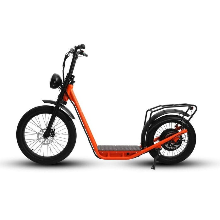 Eunorau Jumbo Electric Cargo Bike in orange color facing the left