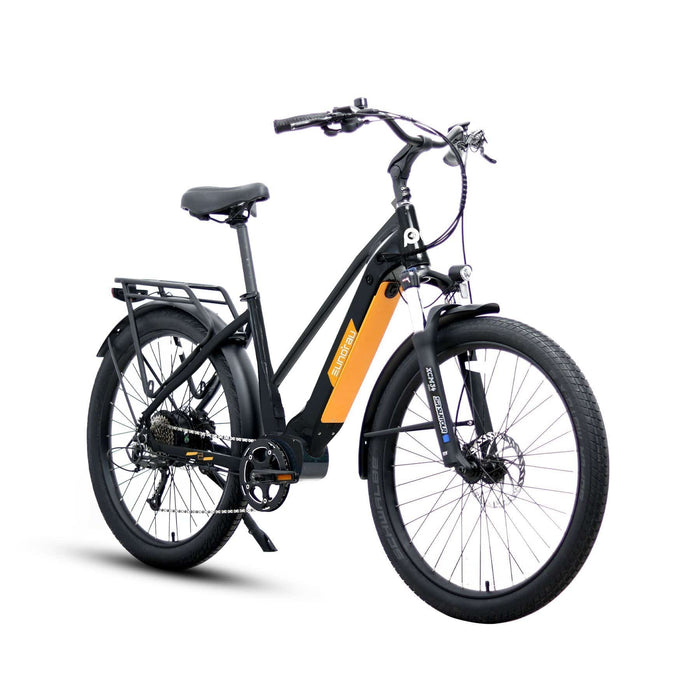 Eunorau Meta 275 Electric Full Suspension Mountain Bike in black color in front view