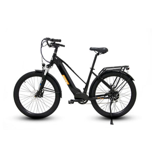 Eunorau Meta 275 Electric Full Suspension Mountain Bike in black color facing the left