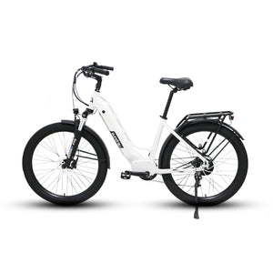 Eunorau Meta 275 Electric Full Suspension Mountain Bike in white color facing the left