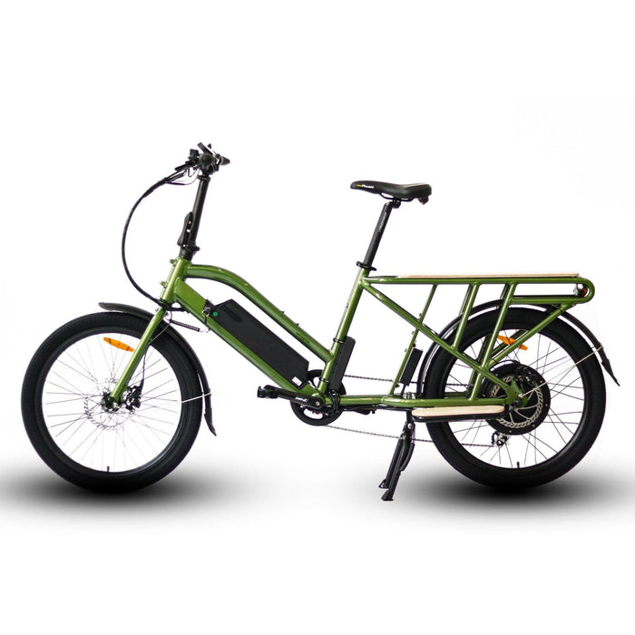 Eunorau Max Cargo Electric Utility Bike in green color facing the left