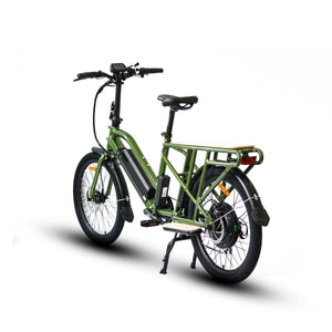 Eunorau Max Cargo Electric Utility Bike in green color in rear view