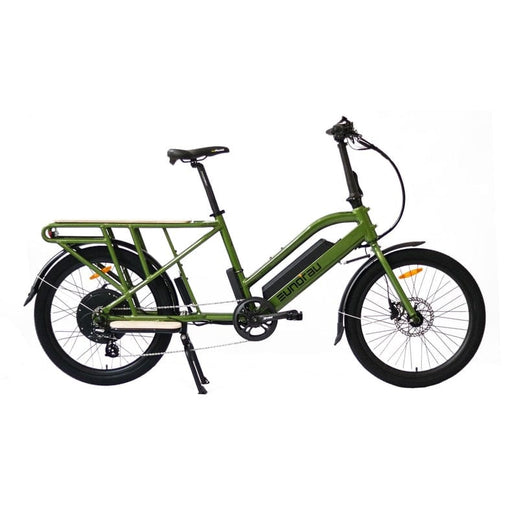 Eunorau Max Cargo Electric Utility Bike in green color facing the right