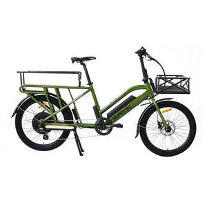 Eunorau Max Cargo Electric Utility Bike in green color with basket