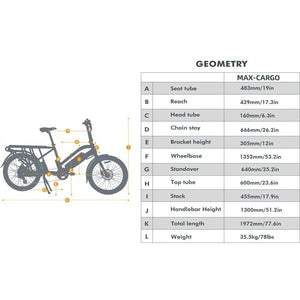 Eunorau Max Cargo Electric Utility Bike Specifications