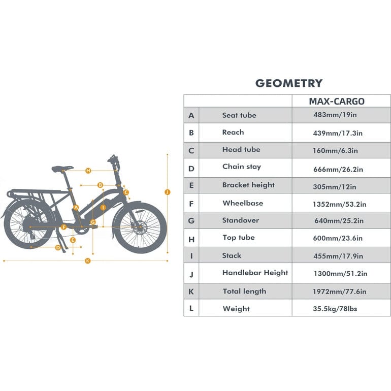 Eunorau Max Cargo Electric Utility Bike Specifications