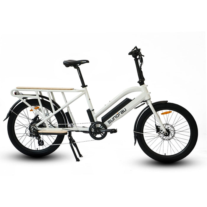 Eunorau Max Cargo Electric Utility Bike in white color facing right