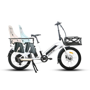 Eunorau Max Cargo Electric Utility Bike with baby seats