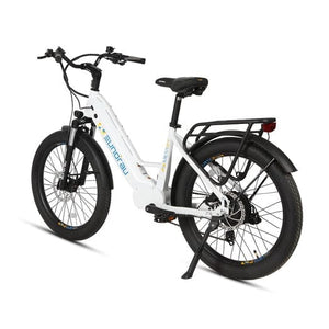 Eunorau Meta 2024 Electric Full Suspension Mountain Bike in Alpine White color in rear view