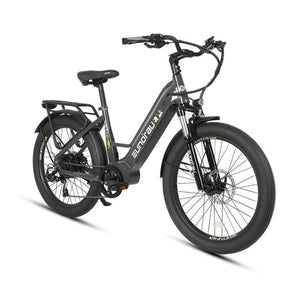 Eunorau Meta 2024 Electric Full Suspension Mountain Bike in dark charcoal color in front view