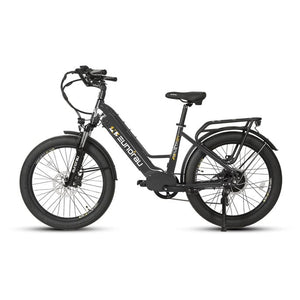 Eunorau Meta 2024 Electric Full Suspension Mountain Bike in dark charcoal color facing the left