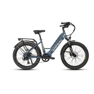 Eunorau Meta 2024 Electric Full Suspension Mountain Bike in steel blue color facing the right