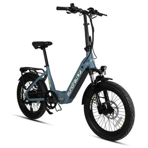 Eunorau Meta Foldable Electric Bike in blue color in front view