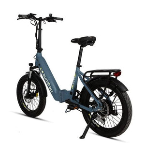 Eunorau Meta Foldable Electric Bike in blue color in rear view