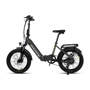 Eunorau Meta Foldable Electric Bike in charcoal color facing the left